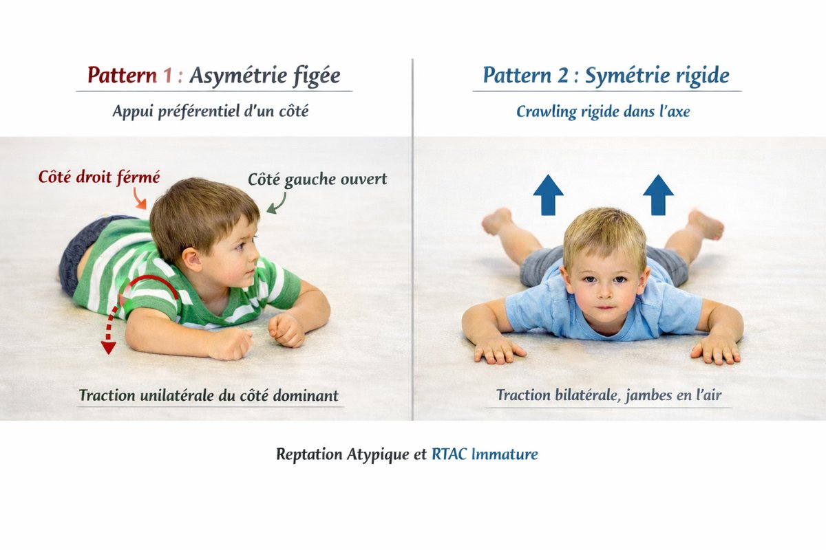 Reptation atypique et réflexe tonique asymétrique du cou