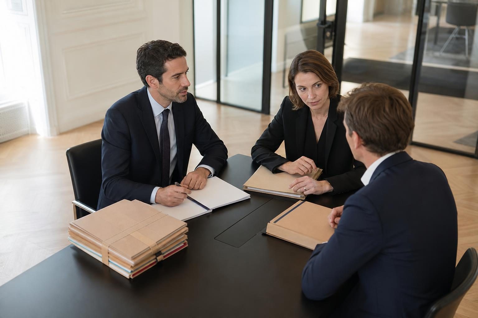 Expert-comptable examinant des documents financiers lors d'un contrôle de comptabilité
